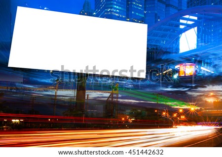 billboard blank for outdoor advertising poster or blank billboard at night time for advertisement. street light for business.