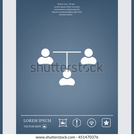 Three people connected in a network - symbol for download. Vector icons for video, mobile apps, Web sites and print projects.
