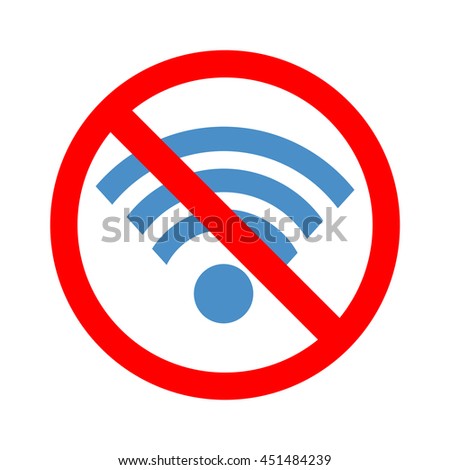 Stock vector of no wireless signal. Prohibition of wireless signal. No internet access.