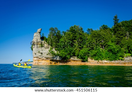 Kayak near Miners Castle, Pictured Rock National Lakeshore