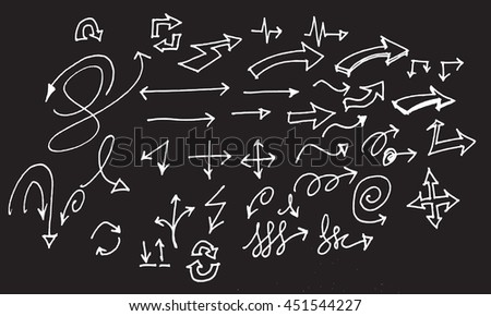 arrows doodle set on blackboard 