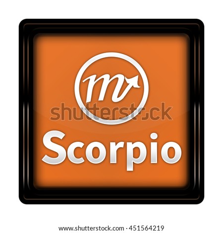 Scorpio zodiac sign button isolated.  