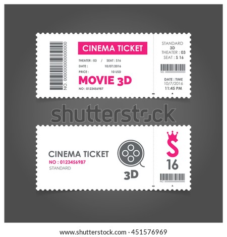 3d Movie Ticket Cinema concept with ticket icons design, vector illustration 10 eps graphic. Royalty-Free Stock Photo #451576969