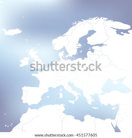 Political Map Of Europe. Abstract blurred background. Vector Illustration
