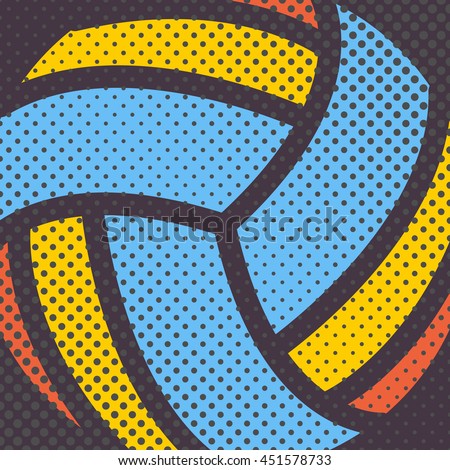 Sports background Ball for the game of volleyball, halftone effect and a place for you to text, vector illustration.