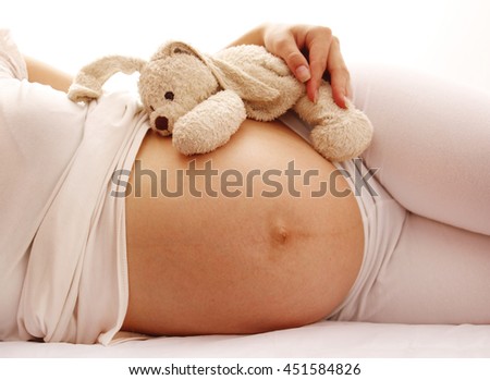 silhouette of  Pregnant woman on a white background