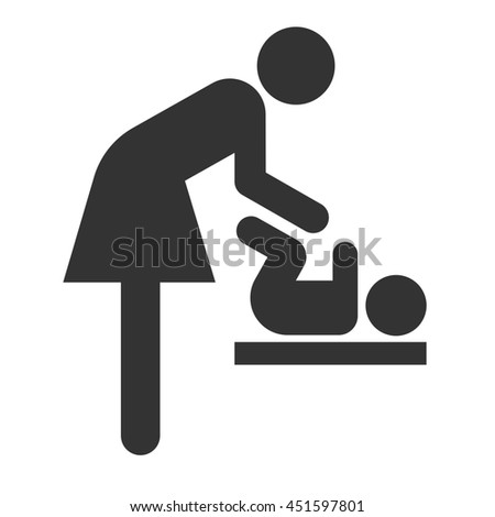 Symbol for woman and baby, toilet room for mothers with kids. Mother and child icon.
