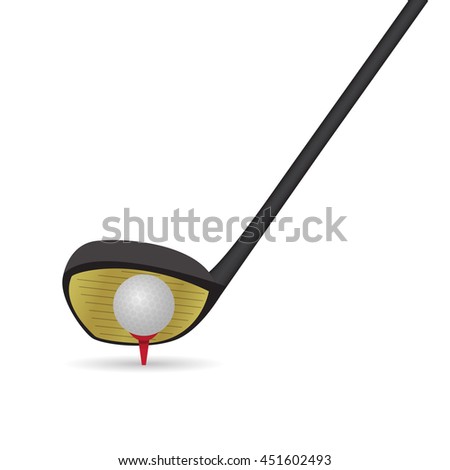 Golf club and ball on white background, vector