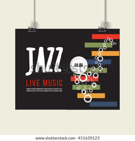 Jazz festival poster template. Jazz music. Saxophone. International Jazz Day. Vector design element.