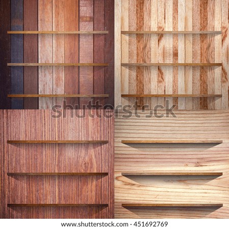Wooden bookshelf background Collection, Four different bookshelf