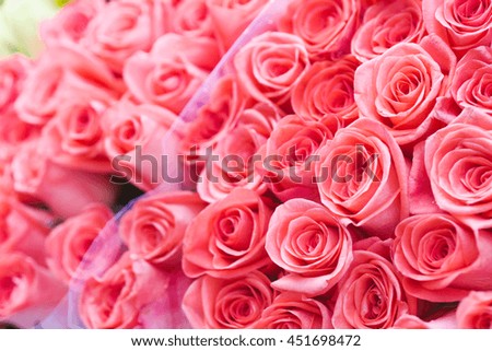 Pink and yellow roses background, shallow depth of field. Retro vintage with filter