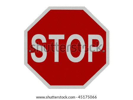 A red and white STOP sign, isolated on a pure white background