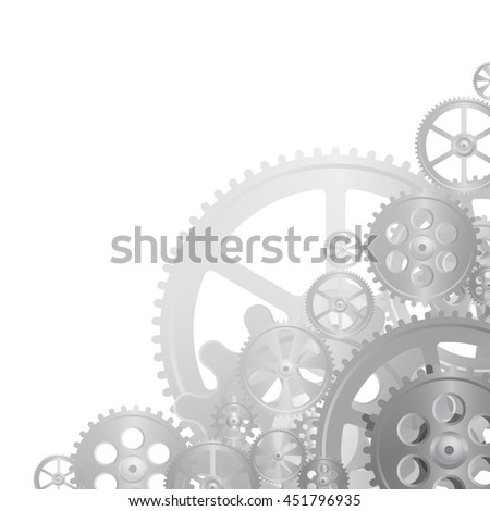 steel gears on the white background, vector illustration, clip-art