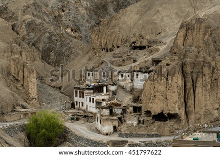 Lamayuru village against mountain, Leh-Ladakh, north of India