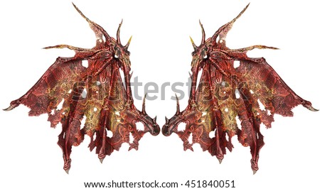Dragon wings isolated on white background. Close up. Royalty-Free Stock Photo #451840051