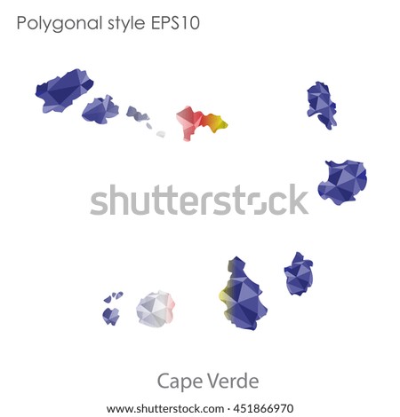 Cape Verde map in geometric polygonal style.Abstract tessellation,modern design background.