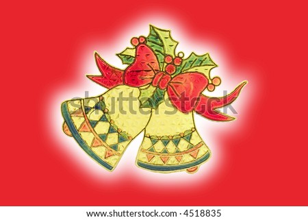 Christmas Bells on Red Background