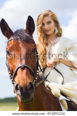 beautiful girl and horse