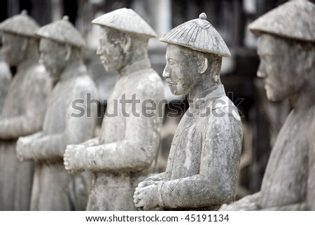Tomb of Khai Dinh with Manadarin Honour Guard in the Honour Courtyard Royalty-Free Stock Photo #45191134