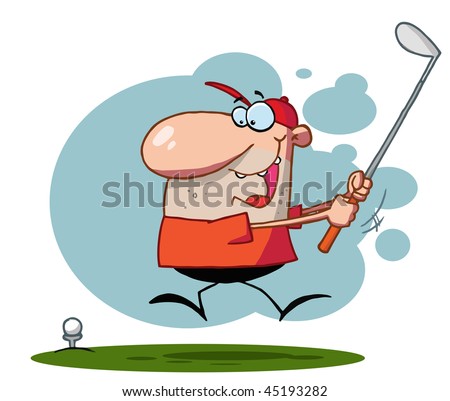 Lucky Man Swings Golf Club,background
