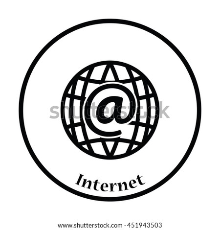 Global e-mail icon. Thin circle design. Vector illustration.