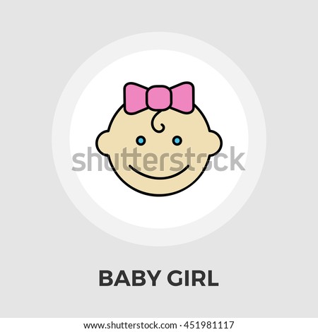 Baby girl flat icon isolated on the white background.