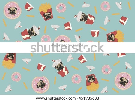 pattern pug dog fastfood
