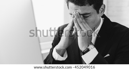 Businessman Stress Hands Gesture Concept Royalty-Free Stock Photo #452049016