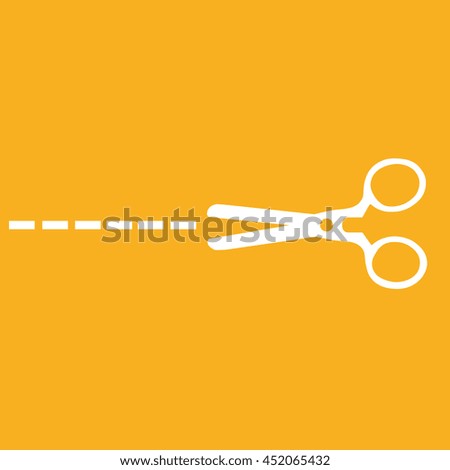 Scissors icon cut vector. Yellow background