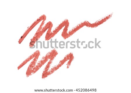 Red color lipstick paint stroke on background
