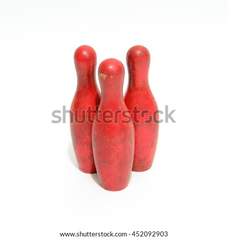 bowling pin with red stripes isolated on white background