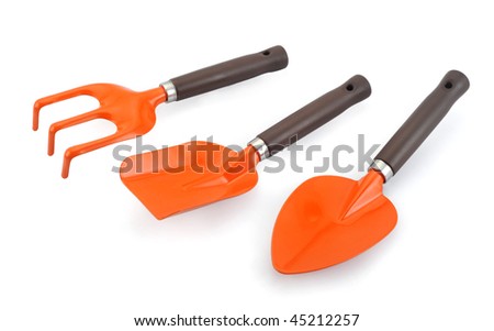 Garden tools in a white background