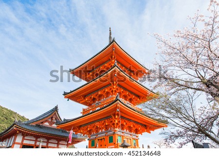 Kiyomizu-dera Temple and sakura on spring time in Kyoto, Japan