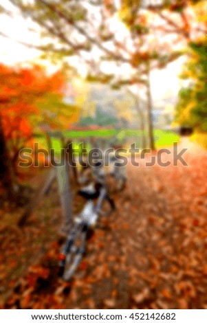Blur shot of Autumn color change at the kumoba Lake in Japan