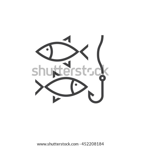 fishing line icon, outline vector logo, linear pictogram isolated on white, pixel perfect illustration