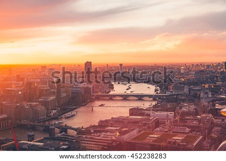 London Skyline - Thames - Sunset - Summer - Sky Garden - Orange