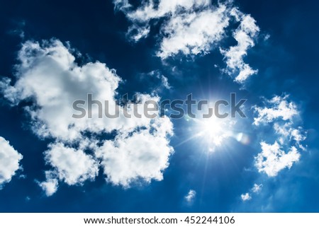 clouds in the blue sky on sun light