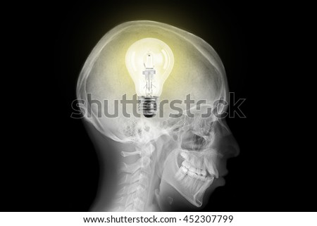 Skull with bright idea