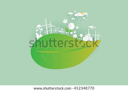 Save earth concept, paper cut style