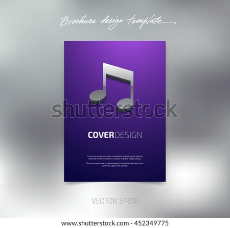Vector brochure or booklet cover design template. Business concept. Flyer idea. Poster with 3d musical note icon