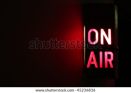 Studio On Air sign illuminated with glowing copy space Royalty-Free Stock Photo #45236836