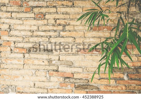Brown brick wall with vintage filtered for background
