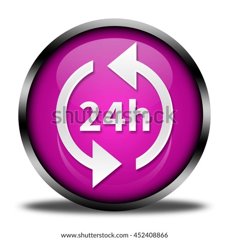 24h button isolated. 3D illustration

