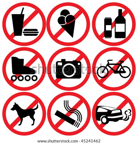 set of vector icons. Prohibitory information signs