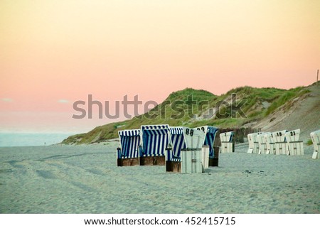 Beach Chairs at Sylt, Germany Royalty-Free Stock Photo #452415715