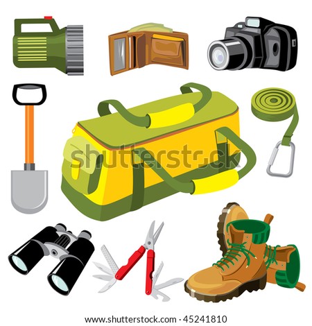 vector images of objects indispensable to the travel