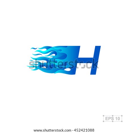 letter H logo,fire fast speed,blue