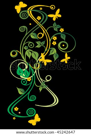 illustration with butterflies on black background