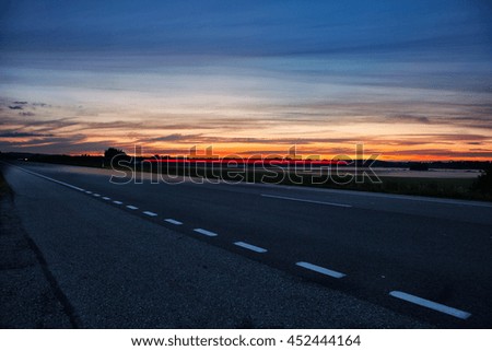 beautiful sunset over road