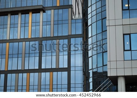  Skyscraper with glass facade. Modern building.